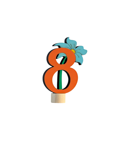 Cijfer 8 met bloem steker