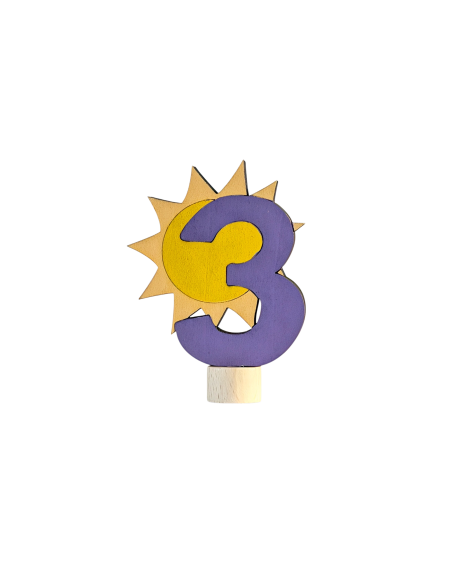 Cijfer 3 met zon steker