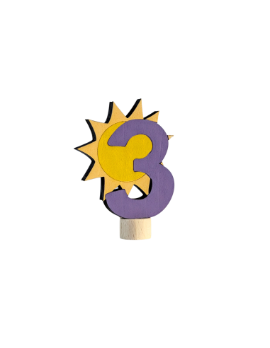 Cijfer 3 met zon steker