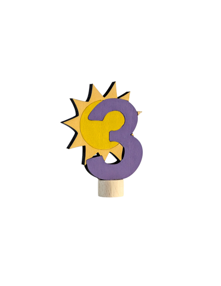 Cijfer 3 met zon steker