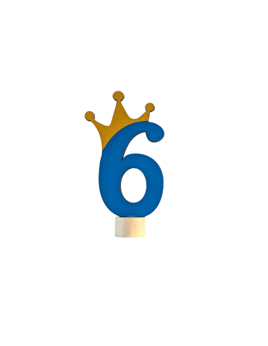 Cijfer 6 met kroon steker