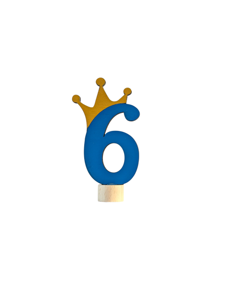 Cijfer 6 met kroon steker