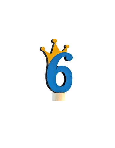 Cijfer 6 met kroon steker