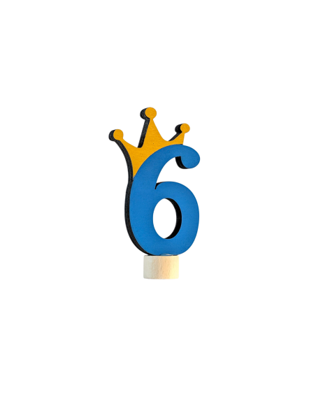 Cijfer 6 met kroon steker