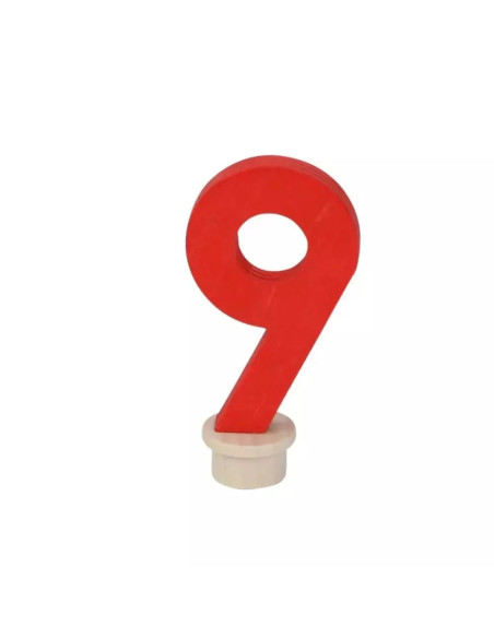 Cijfer 9 rood steker