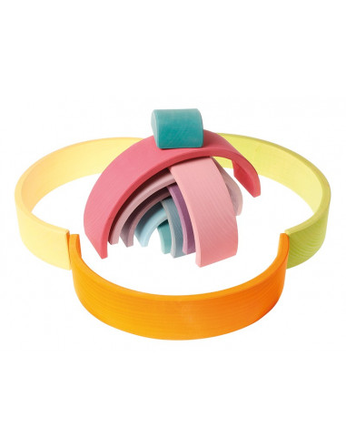 Houten regenboog pastel