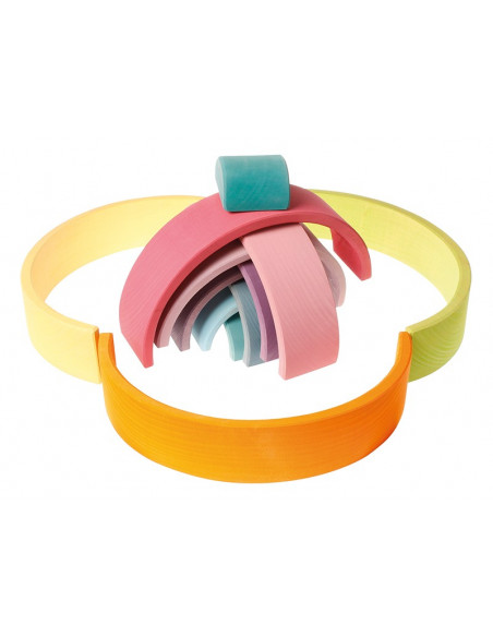 Houten regenboog pastel