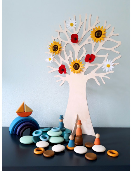 Stapelbaar zeilbootje geel