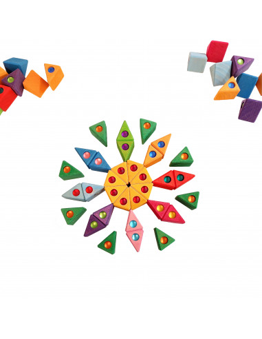 Houten driehoekjes met fonkelstenen