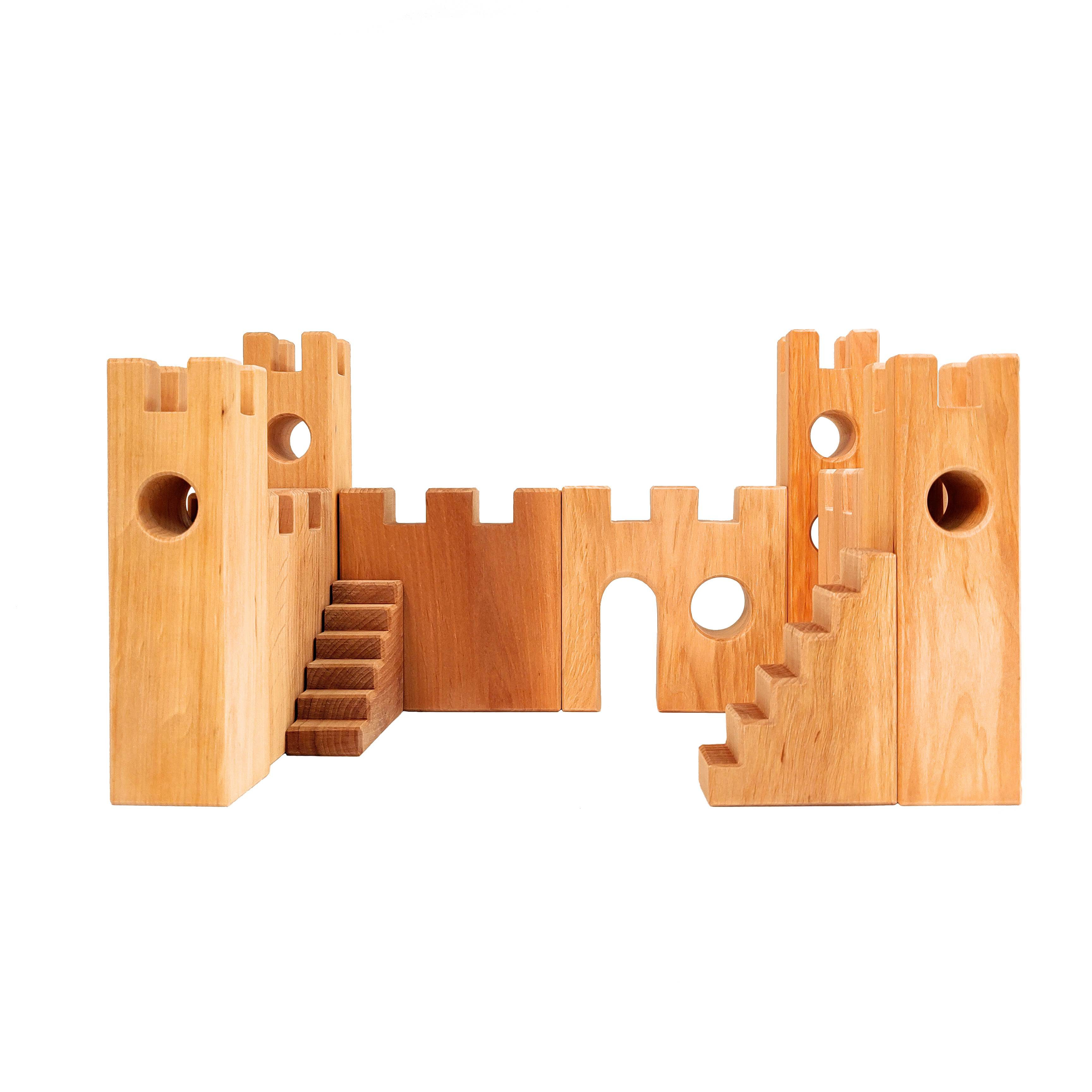 Houten kasteel blokken Houtspel Duurzaam houten speelgoed Kasteel blokken uitbreiding set van Bauspiel Duurzaam