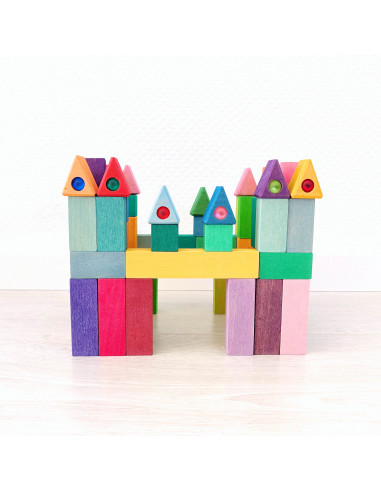 Houten driehoekjes met fonkelstenen