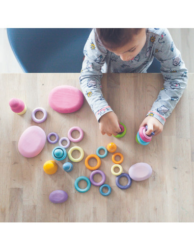 Houten ringen pastel