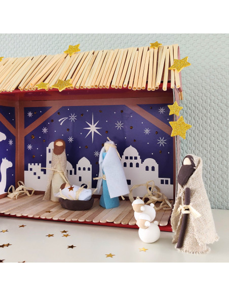 Knutsel kerststal compleet Knutsel kerststal compleet