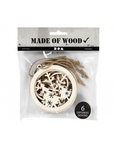 Houten kerstbal assorti