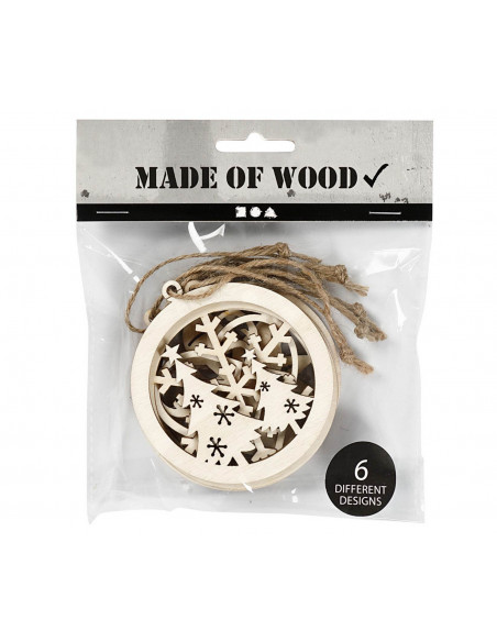 Houten kerstbal assorti Houten kerstbal assorti