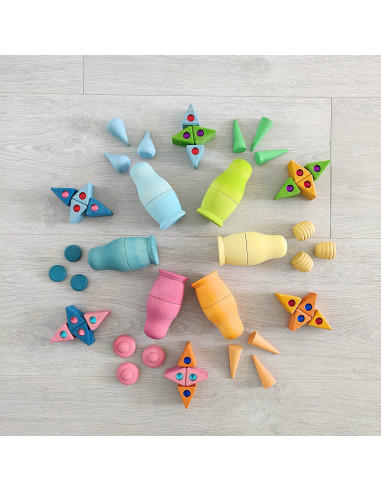 Houten driehoekjes met fonkelstenen