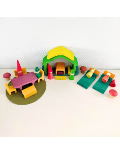 Mini poppenhuis groen-oranje 2