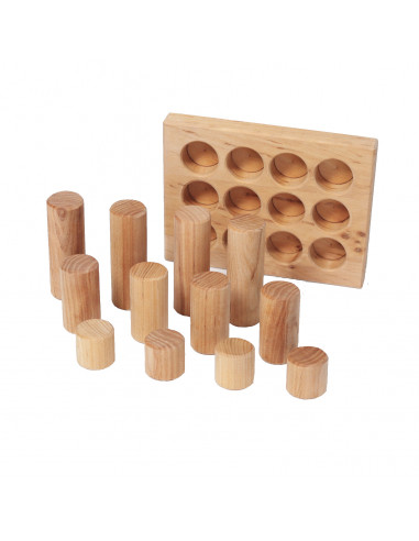 Kleine cilinders in sorteerbord naturel