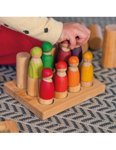 Kleine cilinders in sorteerbord naturel