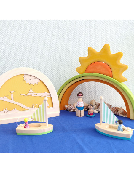 Houten regenboog pastel