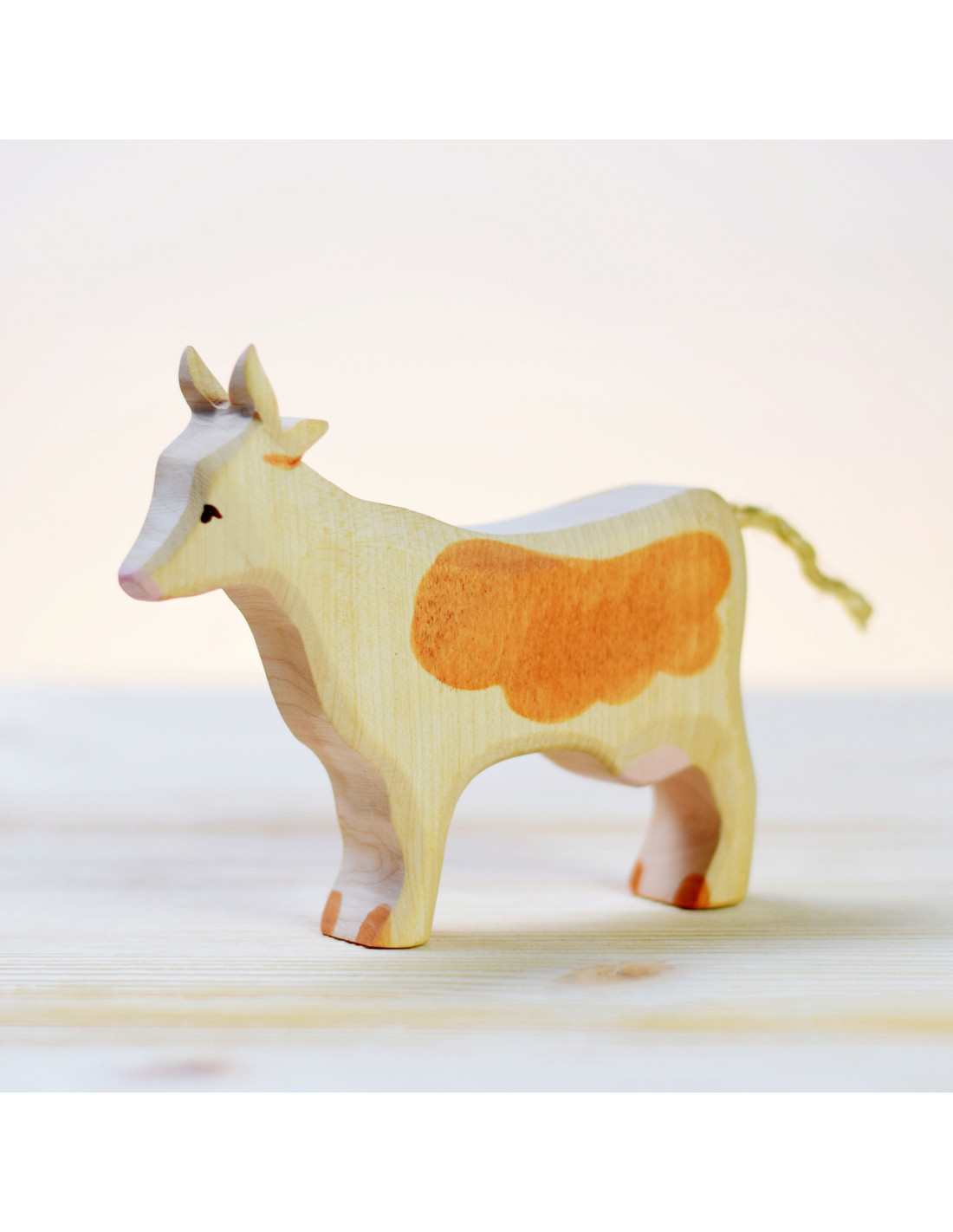 Zilver Storing schrijven Bruin witte houten koe van Bumbu Toys - Duurzaam houten speelgoed