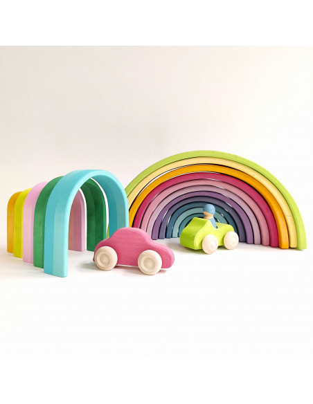 Houten regenboog pastel