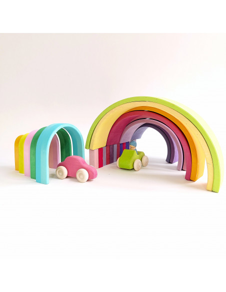 Houten regenboog pastel