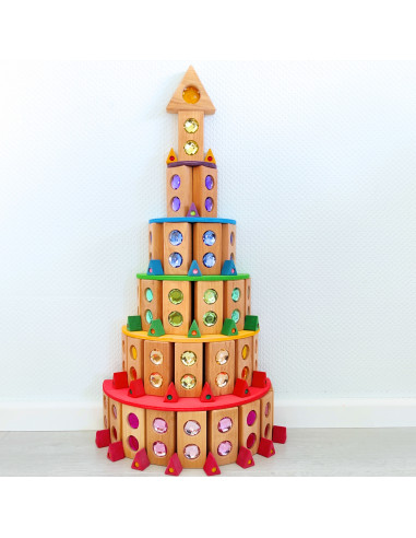 Houten driehoekjes met fonkelstenen