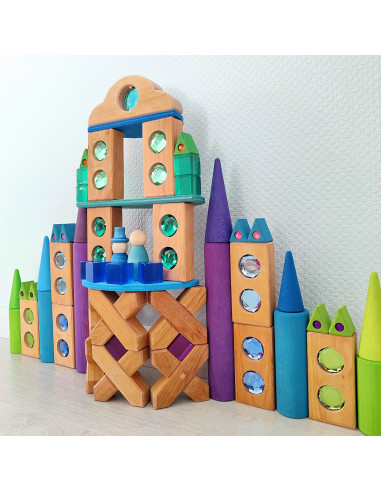 Houten driehoekjes met fonkelstenen