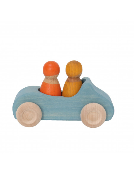 Monument papier Periodiek Grote auto blauw - Duurzaam houten speelgoed