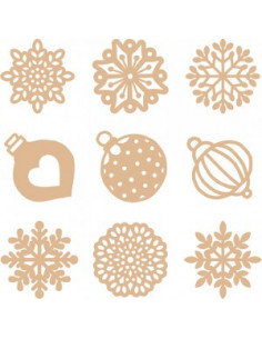 Houten mini figuurtjes kerstbal / sneeuwvlok 2
