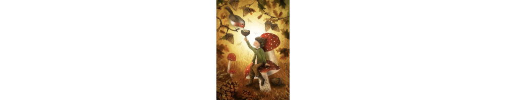 Herfst ansichtkaarten - Houtspel