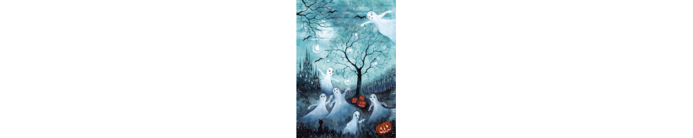 Halloween ansichtkaarten - Houtspel