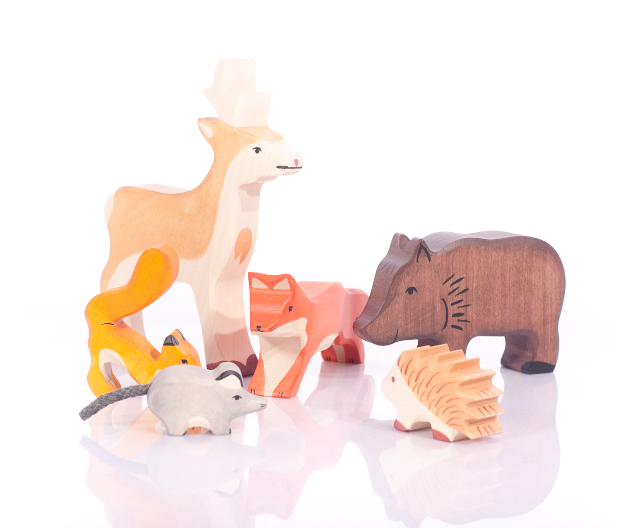 Nieuwe houten dieren Holztiger bij - Houtspel - houten speelgoed